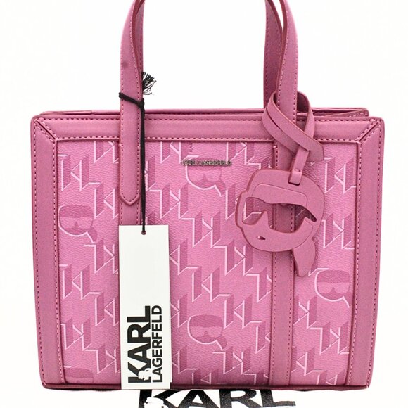 Karl Lagerfeld Interstellar K/Ikonik Pink Leather Tote Handbag - Picture 4 of 16